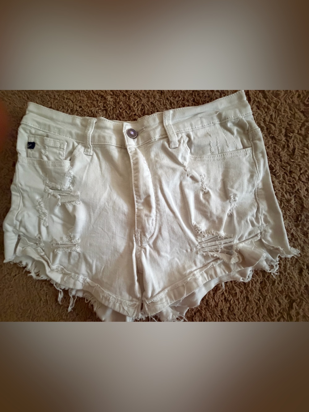 KanCan White Distressed Denim Cutoff Shorts